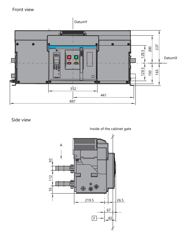 Kích thước Máy cắt ACB CHINT NXA63H50-MF3